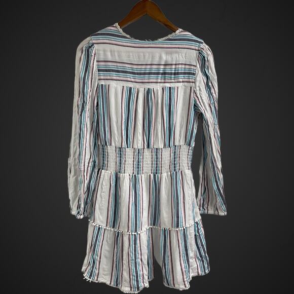 Rahi Long Sleeve Striped Dress Medium White Blue Pink Anthropologie - Picture 5 of 6